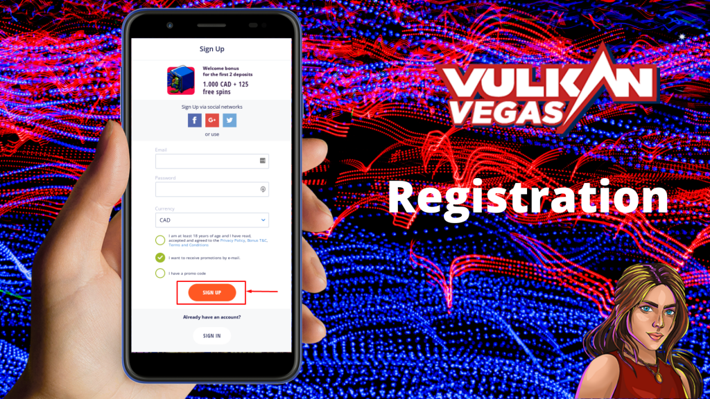 Registration process at Vulkan Vegas